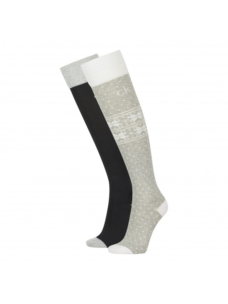 Дамски 3/4 чорапи Calvin Klein 100004524001 l.grey 2 чифта в пакет