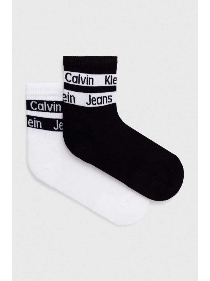 Къси дамски чорапи Calvin Klein 701223143 001 white/black 2 чифта