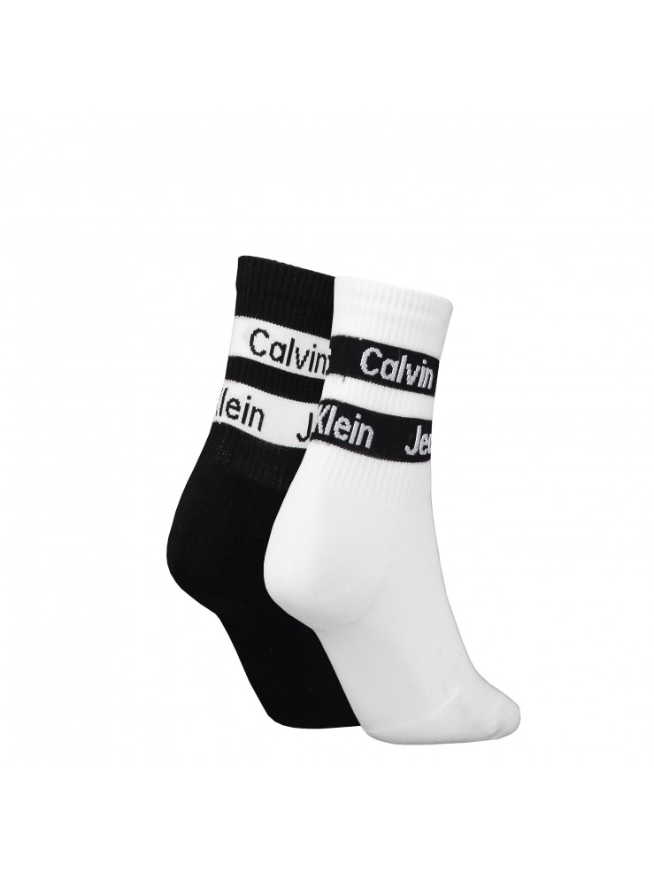 Къси дамски чорапи Calvin Klein 701223143 001 white/black 2 чифта