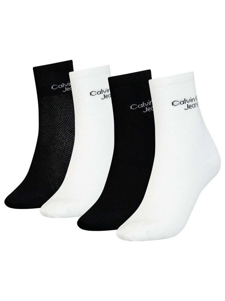 Дамски къси чорапи Calvin Klein 701219859001 black 4 чифта в метална кутия