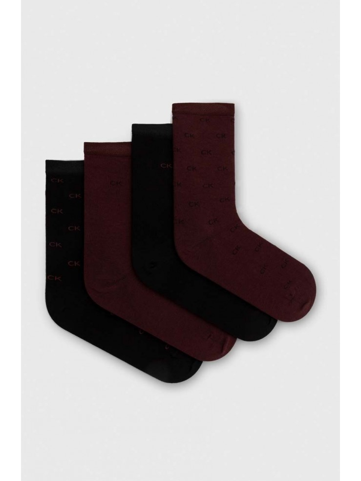 Дамски чорапи Calvin Klein 701225011 003 BURGUNDY 4 чифта