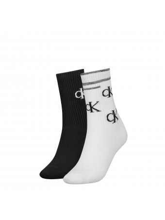 Дамски чорапи Calvin Klein 701224133 001 WHITE/BLACK 2 чифта