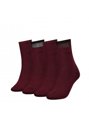 Къси дамски чорапи Calvin Klein 701224116 003 BURGUN 4 чифта в кутия