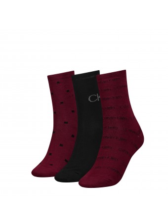 Къси чорапи Calvin Klein 701224118 003 BURGUN 3 чифта в кутия