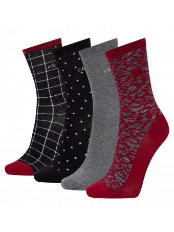 Дамски чорапи Calvin Klein 100004533003 burgund 4 чифта в пакет